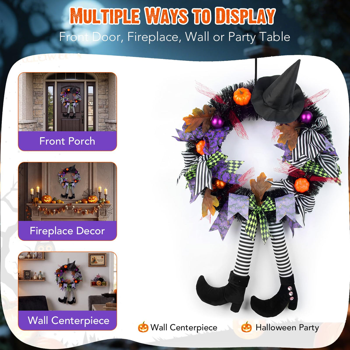 SHAVINGFUN Halloween Wreath-Halloween Wreaths for Front Door