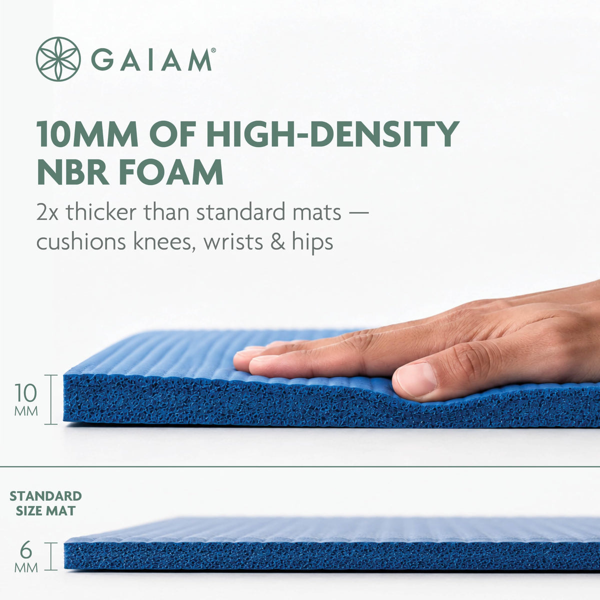 Gaiam Essentials Thick Yoga Mat with Easy-Cinch Strap (Black, 10mm)