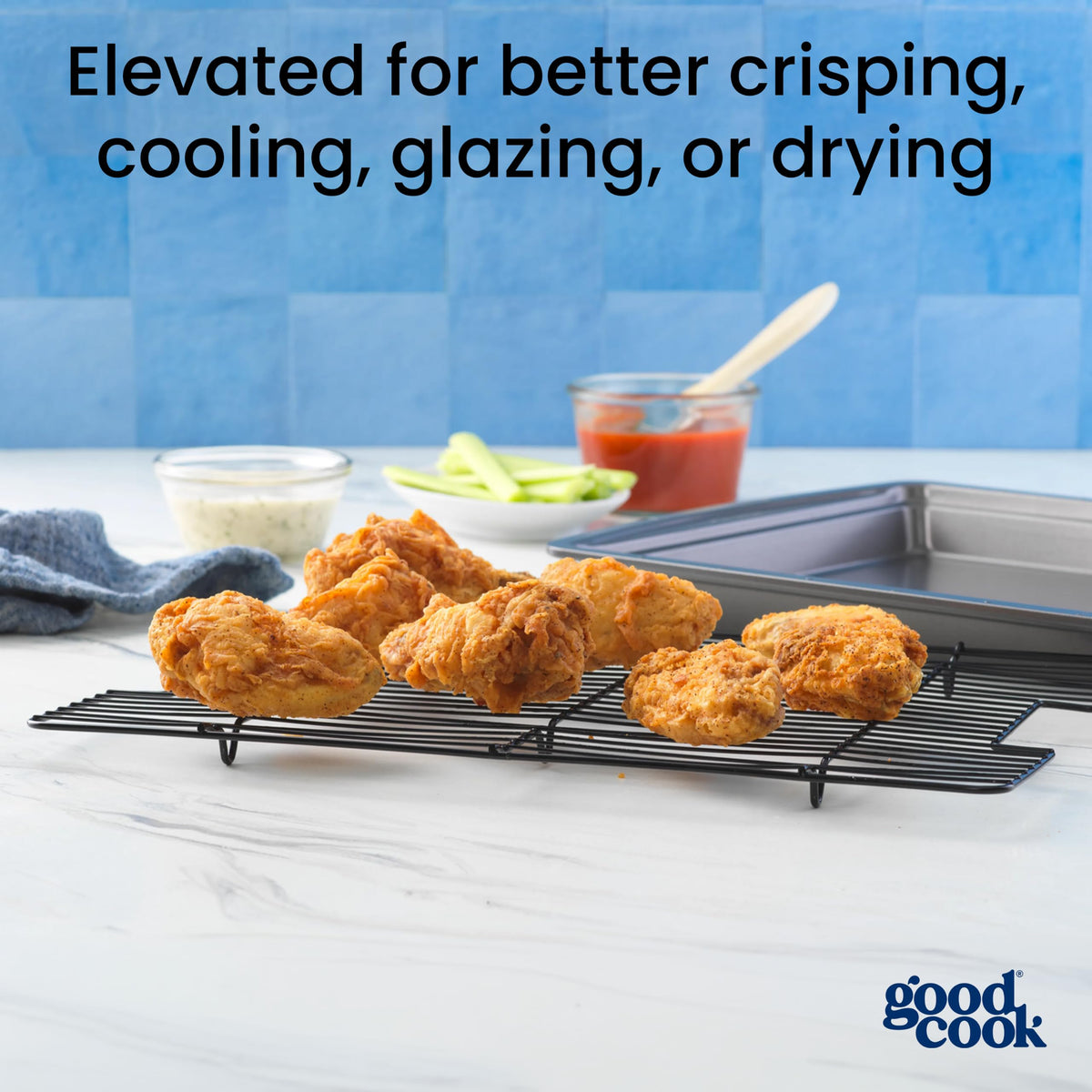 GoodCook Nonstick Carbon Steel Baking Pan & Raised Wire Rack, 15x10.5-Inch