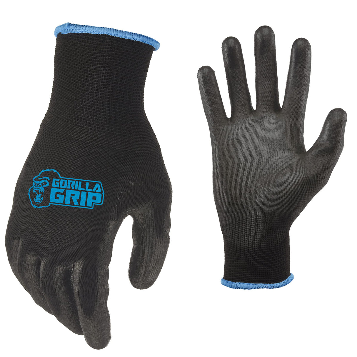 Gorilla Grip 25057-25 Slip Resistant All Purpose Work Gloves 5 Pack (Large), Black