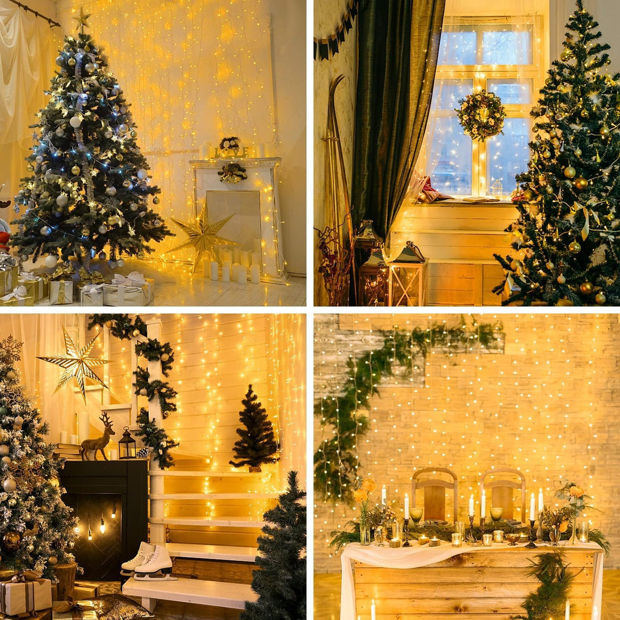 suddus Curtain Lights for Bedroom, 200 Led Hanging String Light Outdoor, Fairy Curtain Lights Indoor for Christmas, Dorm, Wall, Backdrop, Window, Wedding, Party, Birthday Decor, Warm White