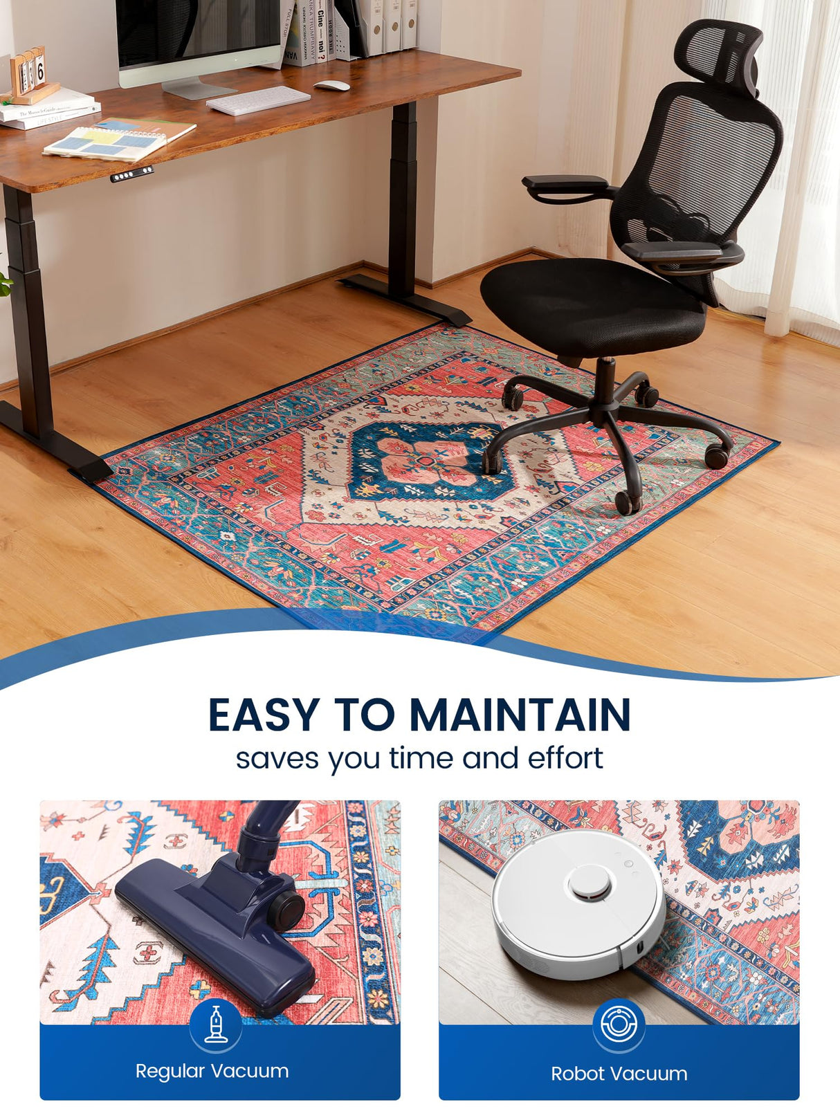PROHALO Office Chair Mat for Hardwood Floor, 48"x60" Desk Chair Mat for Rolling Chairs, Non Slip Computer Chair Mat, Office Rug Mat for Office Home Hard Floor, Under Desk Mat for Gaming Chair-Red