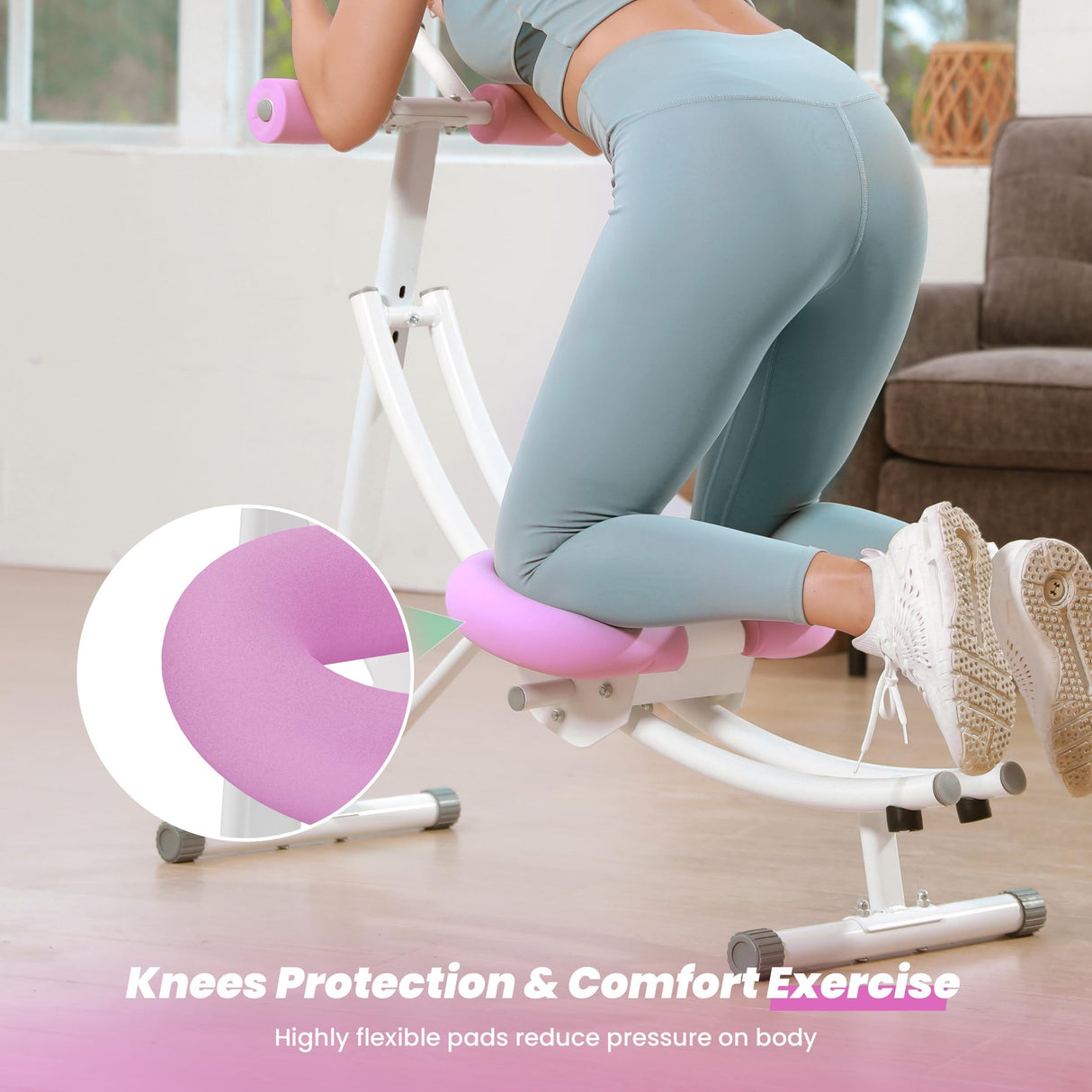 LanPavilion Ab Workout Equipment, Ab Machine with Height Adjustable and Stability, Ab Workout Equipment Home Gym Coaster for Stomach at Office with LCD Display-Christmas Gift Choice, Pink