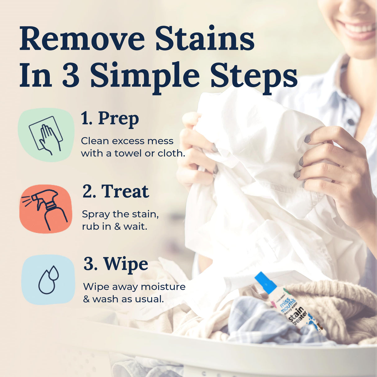 Miss Mouth's Messy Eater Stain Treater Spray - 4oz 3 Pack Stain Remover - Newborn & Baby Essentials - No Dry Cleaning Food, Grease, Coffee Off Laundry, Underwear, Fabric