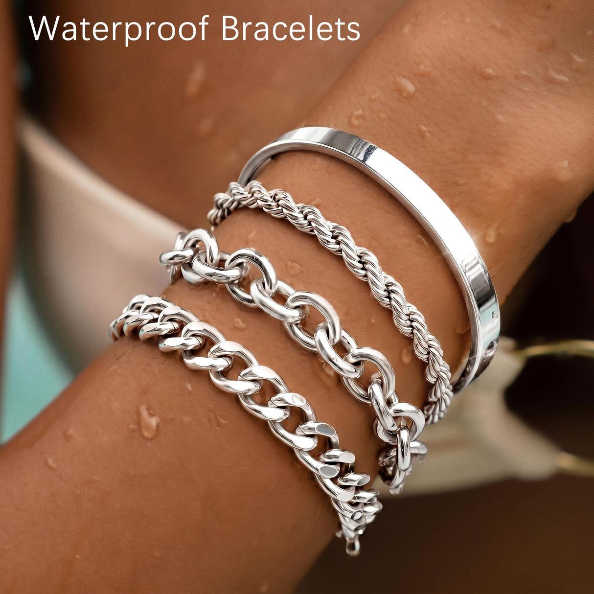 Gokeey Chunky S925 Sterling Silver Bracelets for Women Non Tarnish,Dainty Hypoallergenic Sliver Bracelet Stack Layered Cuban Paperclip Twist Link Chain Bracelets for Jewelry Gifts Waterproof
