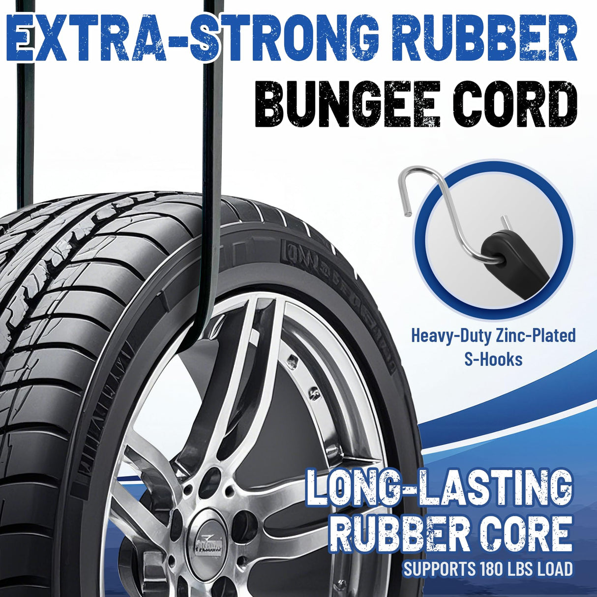 Bolvixor Bungee Cords with Hooks (10 Pack) – 10", 15", 21", 31" Heavy Duty EPDM Rubber Tarp Straps, Max Stretch 2X, Load 180+ LBS, Crimped S Hooks for Cargo, Trucks, Camping, Outdoor Use