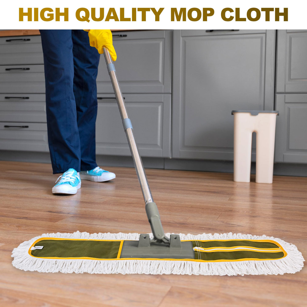 4-Pack 36'' Universal Microfiber and Cotton Mop Pads – Loop End - Easy Zipper - Compatible with Industrial Dust Mops – Reusable Replacement Heads for Commercial Floor Cleaning & Janitorial Supplies