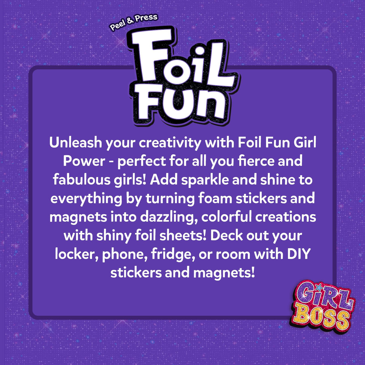 Skillmatics Foil Fun - Girl Power, 20+ DIY Foil Art Magnets, Mess-Free Craft Kit, 60+ Foam Stickers, Creative Activity for Girls, Kids, Tweens, Teens (Ages 7-13), Christmas Gifts, Travel, Party Favor