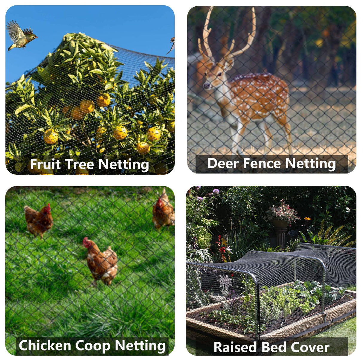 POYEE 20x20ft Bird Netting, 1/2 inch Mesh, Heavy Duty Garden Netting