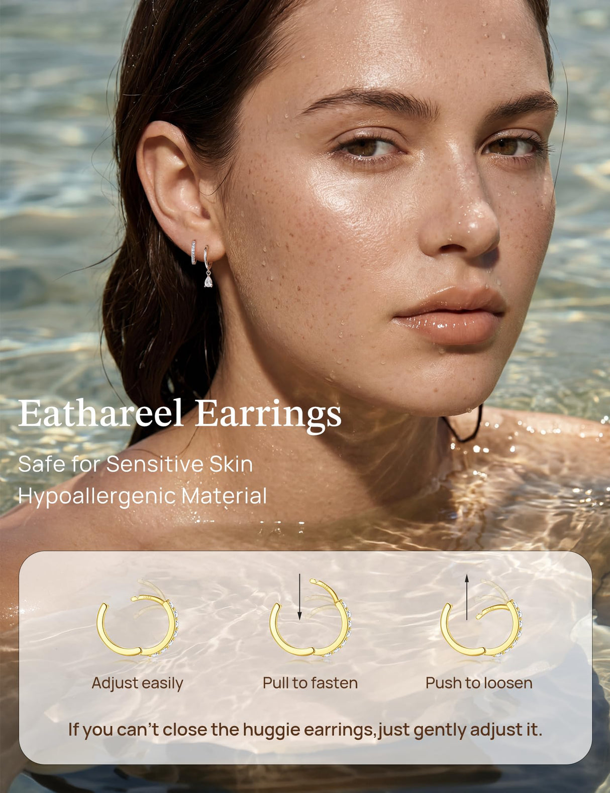 3 Pairs 925 Sterling Silver Hoop Earrings, White CZ