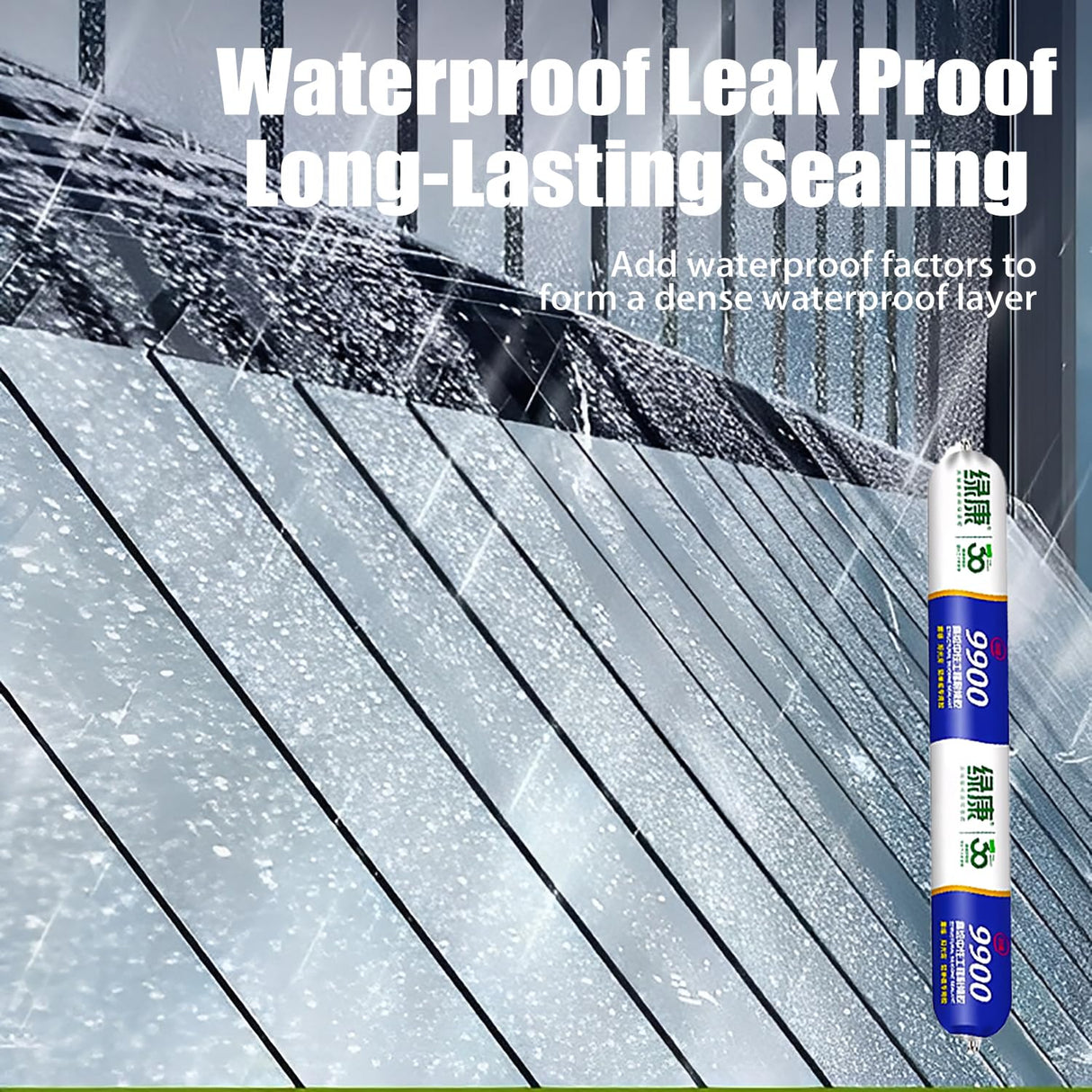 9900 Sealant Waterproof, Silicon Waterproof Sealant, Permanent Solution for Roof & Wall Cracks, Outdoor Water Proof Exterior Sealants Heat Resistant, Tear and Stretch Resistance (Black,1Pc)