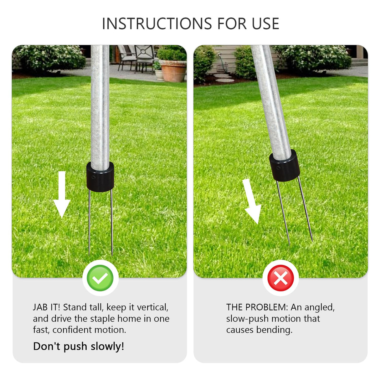 HUAALIUCHE Landscape Staples Driver, 39’’ Sod Staple Driver, Garden Stakes Installer for Landscape Fabric, Erosion Control Matting, Bird Netting, Irrigation Tubing Soaker Hose