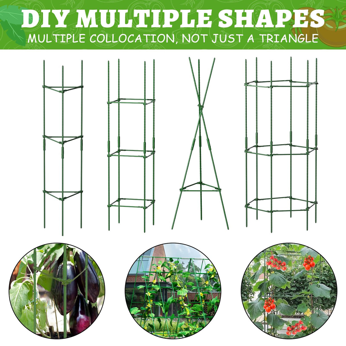 Fabulas 3 Pack Tomato Cages - Tomato Trellis Plant Support Stake Cage for Garden and Pots, Adjustable Tomato Plant Cage Tall Up to 48 Inch for Raised Garden Bed Outdoor Climbing Plants Vegetables