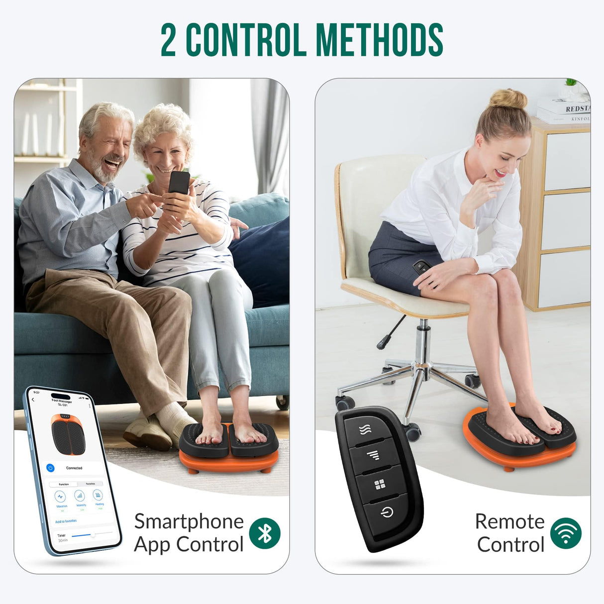 Snailax Vibration Foot Massager with Heat, App Control, FSA HSA Eligible, Adjustable Vibration Electric Foot Massager Machine for Circulation, Plantar Fasciitis, Pain, Remote Control