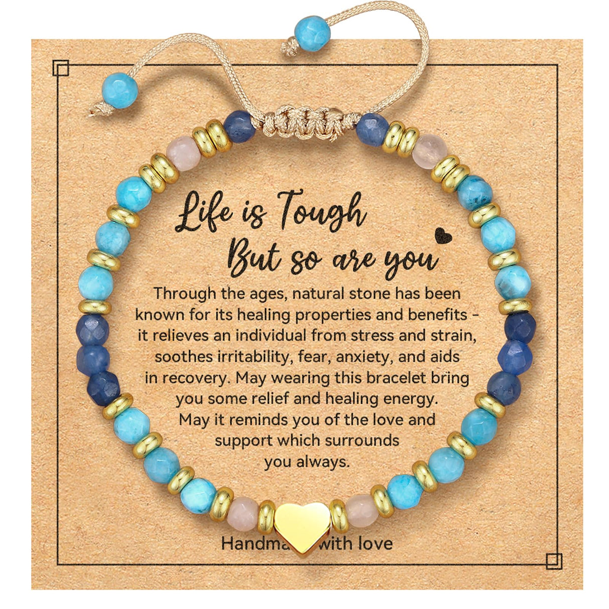 yupoxiu Inspirational Gifts for Women Birthday - Natural Stone Bracelets, Thinking of You Get Well Soon Gifts for Women Friend Sister (G-Blue Aventurine & Life)