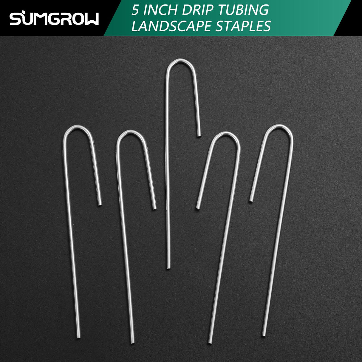 SUMGROW 120 Pack Drip Tubing Stakes, 5 inch Galvanized Steel Landscape Staples for 1/4" or 1/8" Diameter Tubing - Irrigation Anchors for Garden and Lawn
