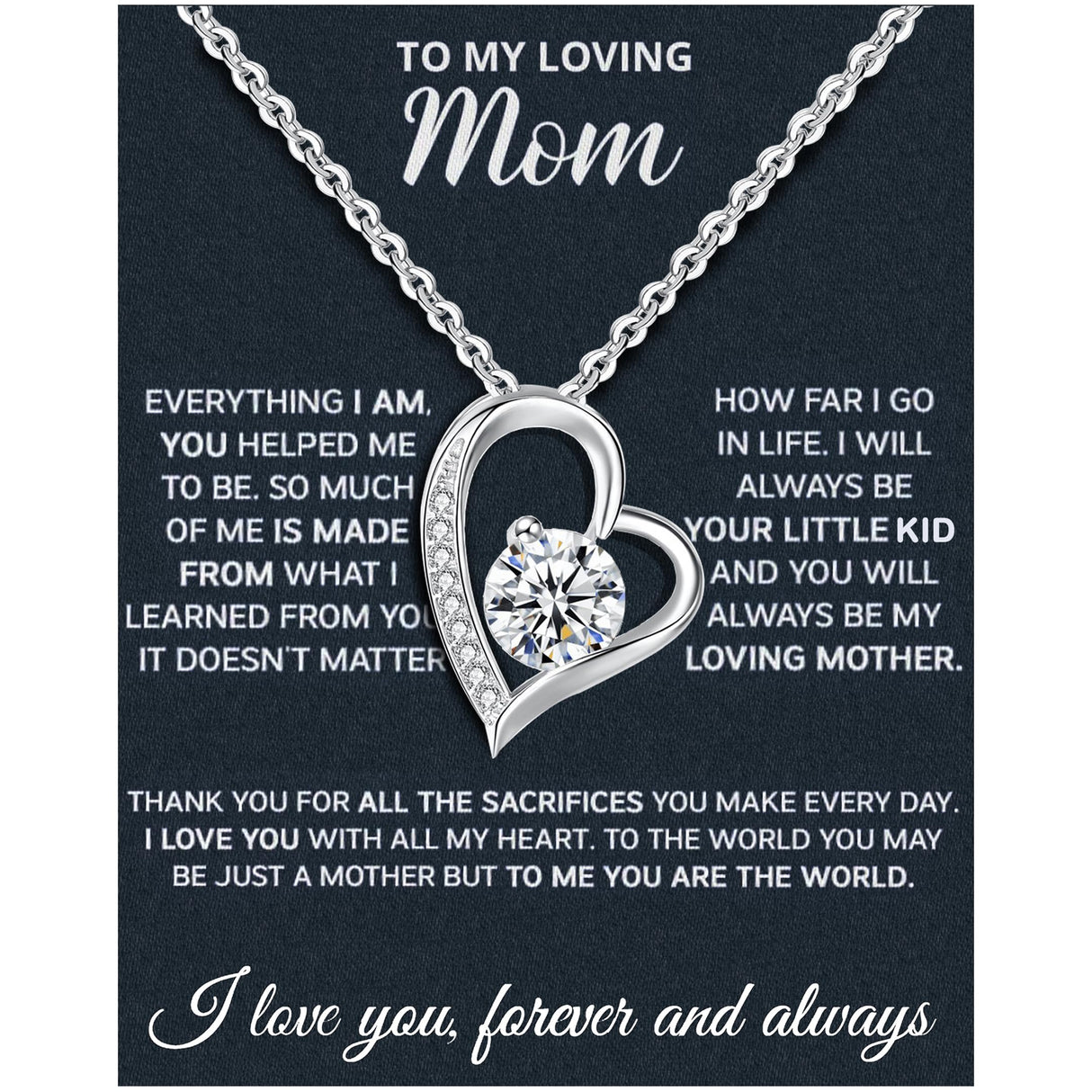 Mothers Day Gifts For Mom From Son Daughter Mom Necklace For Women New Mom Gifts Birthday Christmas Gifts With Heartfelt Message & Lighted Box (Sterling Silver, 682- loveheart01)