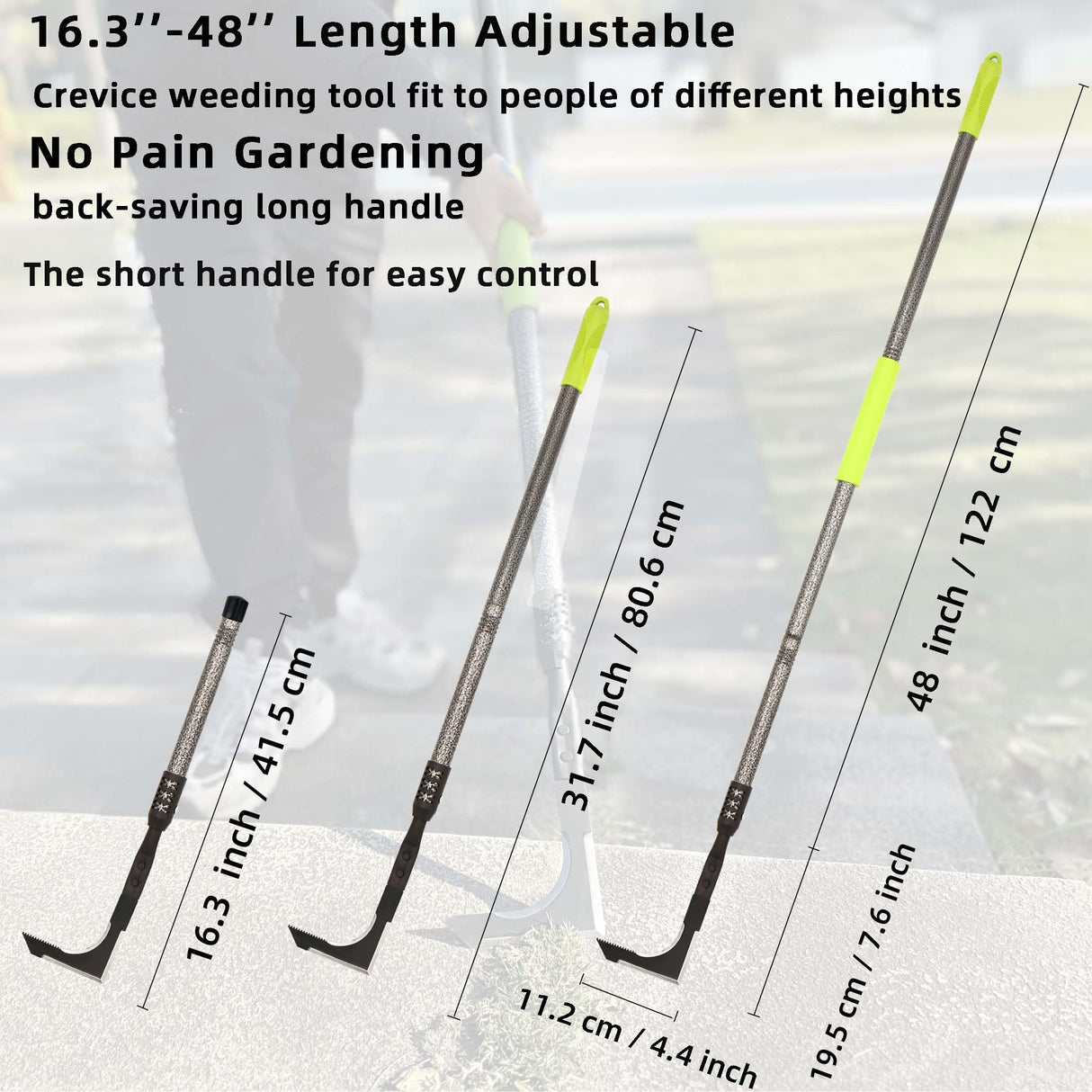 KLDOLLAR Crack Weeder, 48" Long Handle Crevice Weeding Tool with Soft Grip