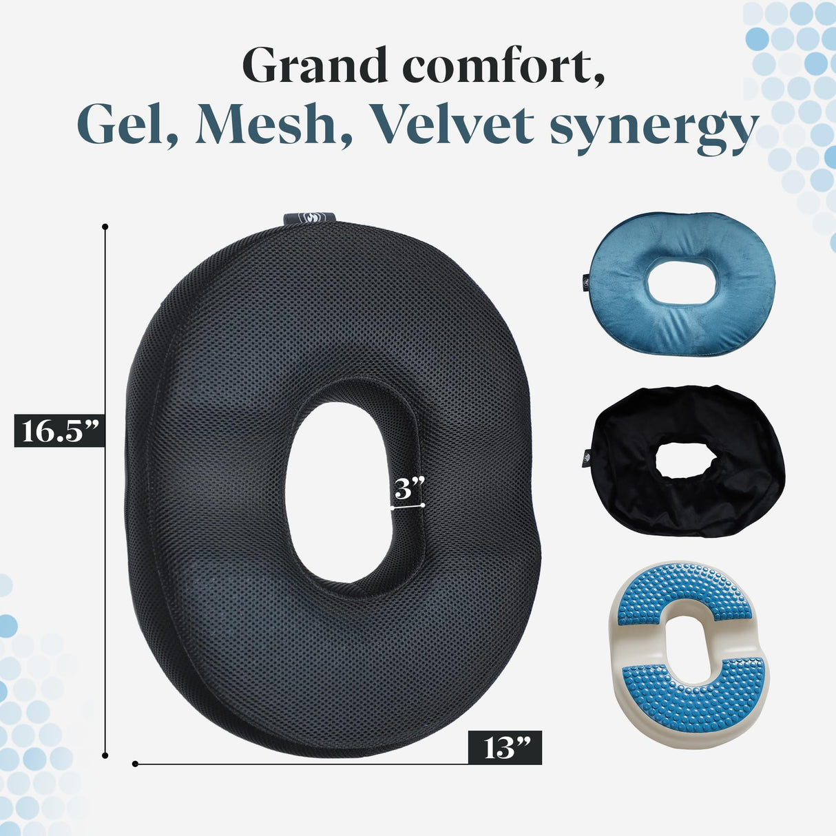 X&C Premium Donut Pillow for Tailbone Pain Relief Cushion with Replaceable Extra Cover, Hemorrhoid Pillows for Sitting, Butt Pillow, Donut Cushion for Pregnancy, Office Workers, Car Drivers