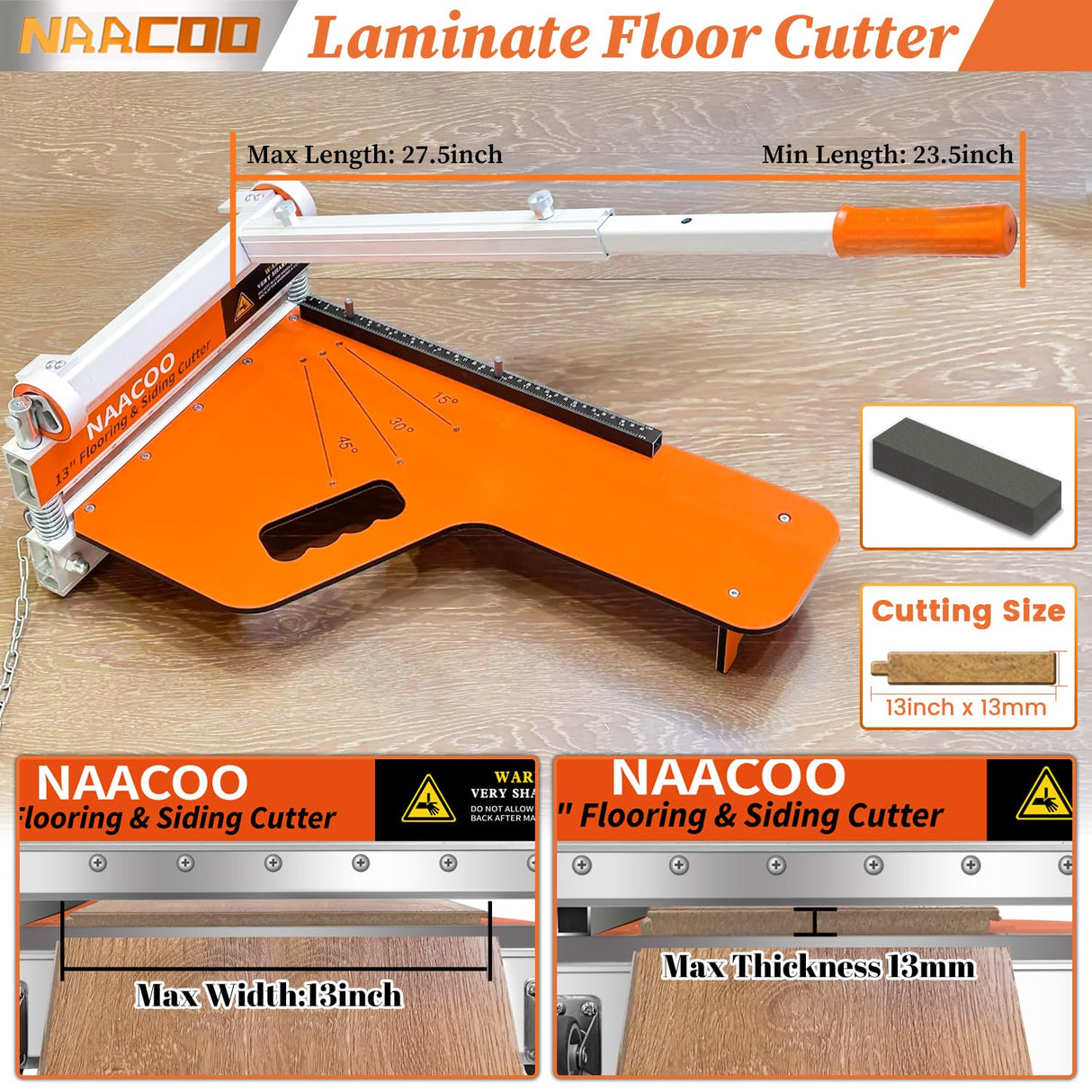 Laminate/Vinyl Floor Cutter with Extra Blade for Work Efficiently,13“ Vinyl Plank Cutter with Wheel - Just 1 Step Meet Angle&Length Cutting, Flooring Tools-Cuts LVP, Engineer Wood, VCT, SPC, WPC.