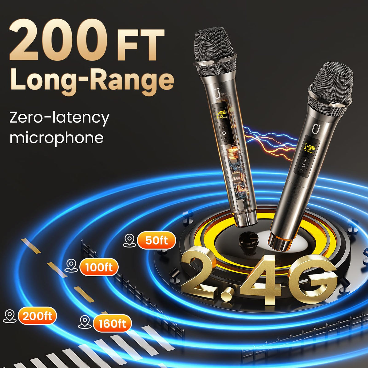 HWWR Karaoke Machine with 2 Mics for Adults & Kids, Stage Subwoofers Set