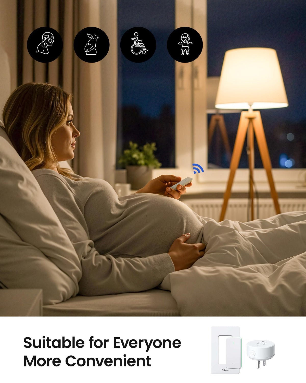 Zoiinet Remote Control Outlet Plug, 80-275V/15A/1500W Wireless Light Switch