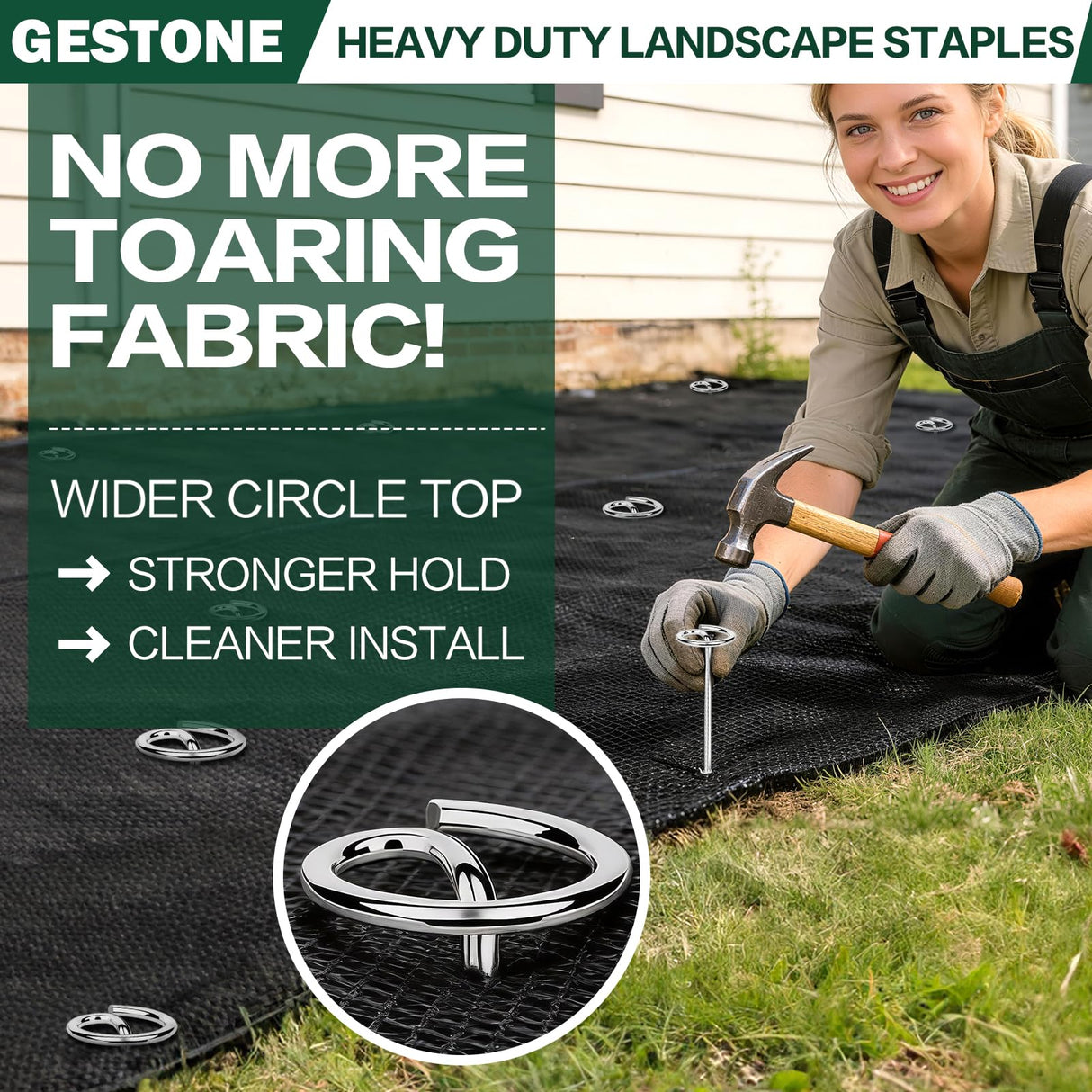 Landscape Staples Pins 120 Pack, 8 Gauge 6 Inch Heavy Duty Galvanized Weed Barrier Pins, Circle Top Garden Stakes with Removal Tool, Landscape Fabric Stakes for Weed Barrier Fabri