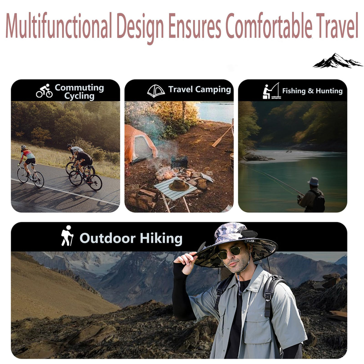 Hat with Fans Solar Power, Wide-Brim Sun Hat with 2 Solar Fan for Men Women, UPF 50+ Bucket Fishing Hat with Fan Built in (US, Alpha, One Size, Large, Petite Plus Size, Green)