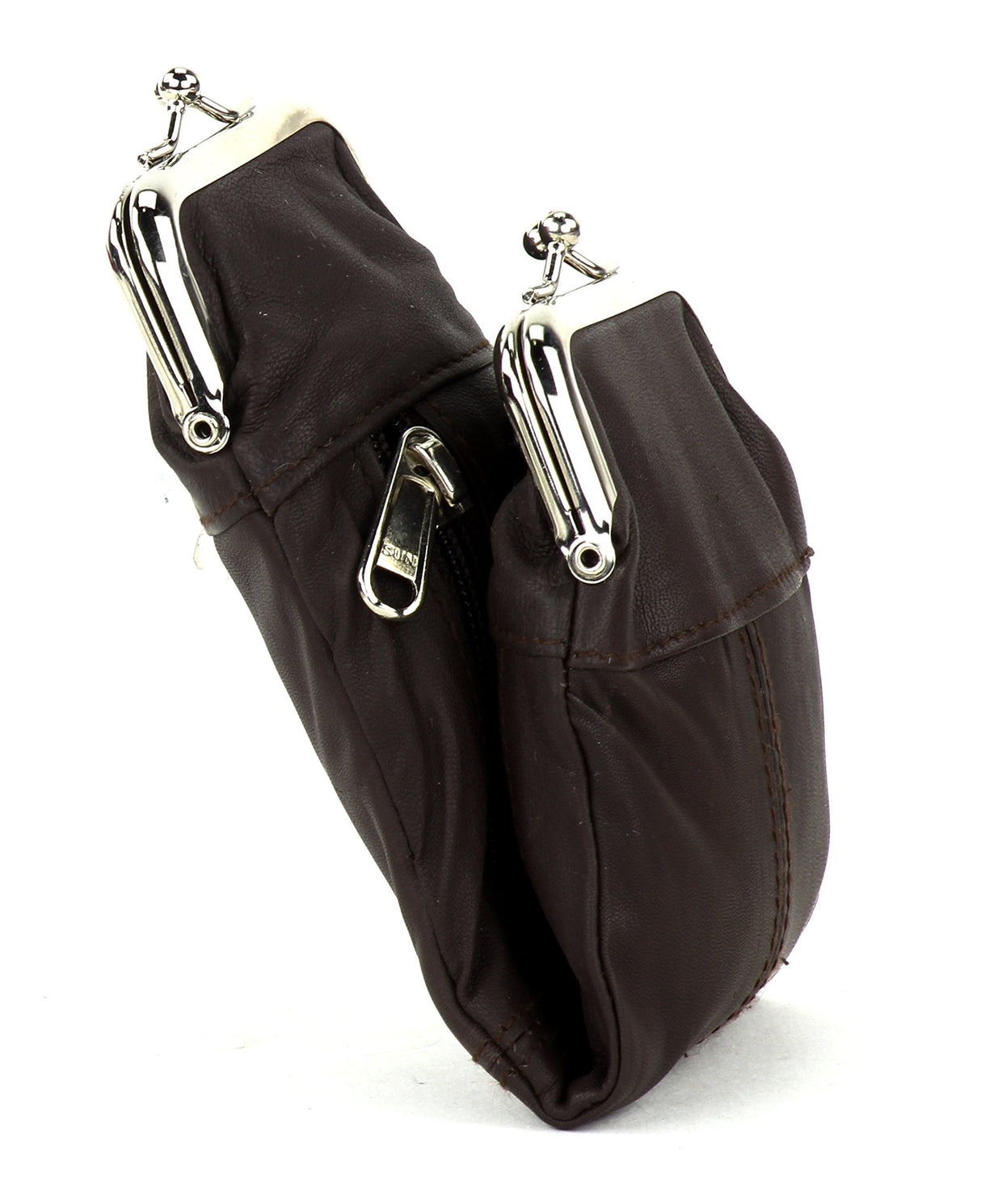 Leather Impressions Sturdy Cigarette Case - Make a Fashion Statement with The Elegant Cigarette Holder Featuring Dual Twist Clasp and a Zipper Pocket, Classic Long-Lasting Lighter Holder (Brown)