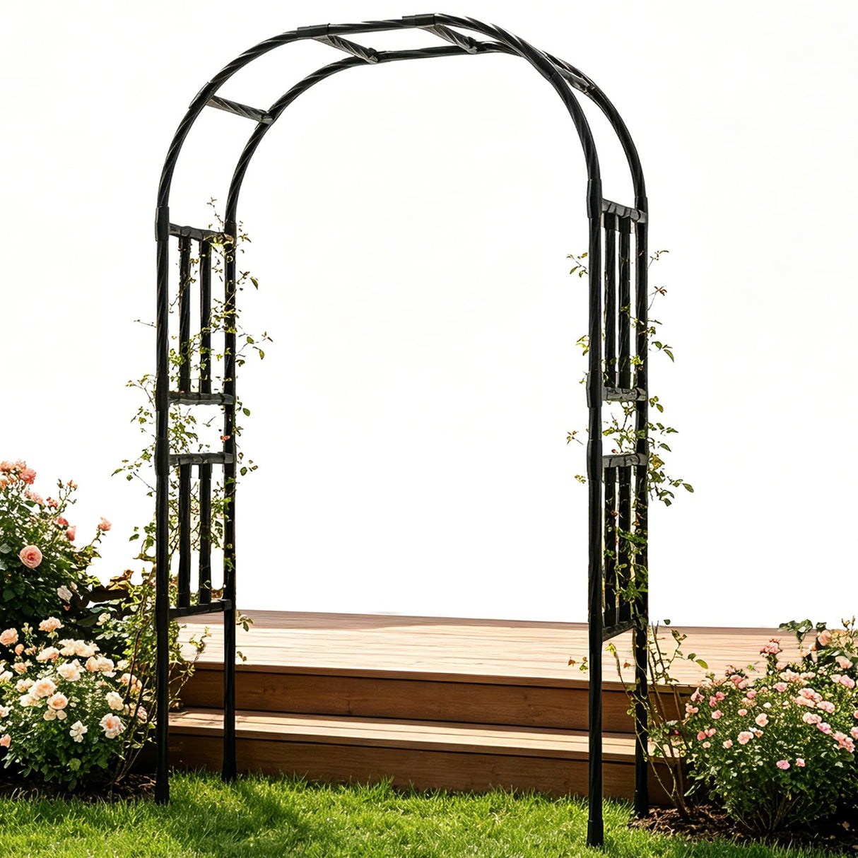 Trellume Thickened Metal Garden Arch-59(L)*94.5"(H),Garden Trellis for Climbing Plants Outdoor, Heavy Duty Rust-Proof Iron Arbor Archway for Backyard, Patio, Lawn and Wedding Decorations(20MM Pipe)