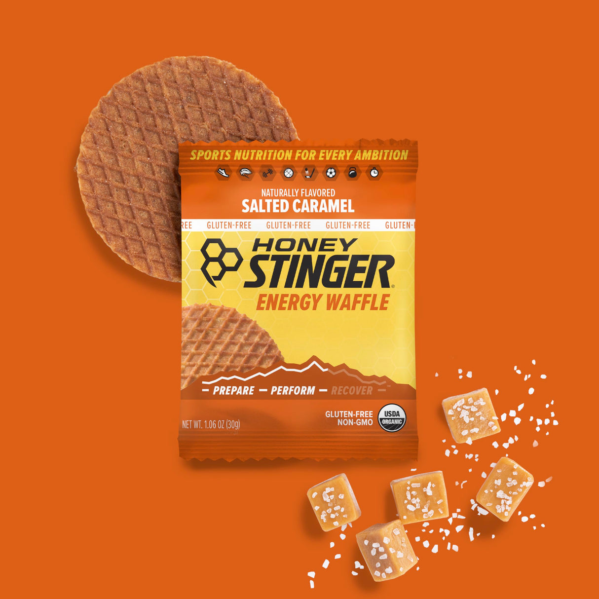 Honey Stinger Organic & Gluten Free Energy Waffle Variety Pack, 12 Salted Caramel and 6 Cookies & Cream Waffles, Nutritious Stroopwafel Snack for Exercise, Endurance and Performance