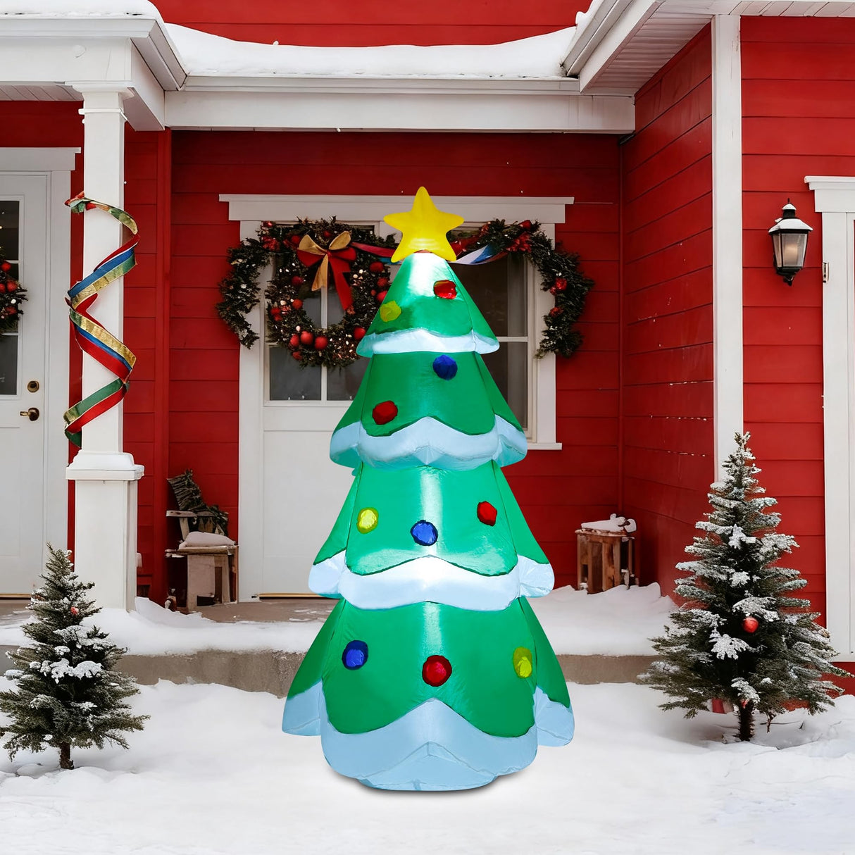 DR.DUDU 5 FT Inflatable Christmas Tree, LED Light up Xmas Tree Blow up Decorations for Christmas Party Indoor Outdoor Yard Garden Lawn Holiday Party