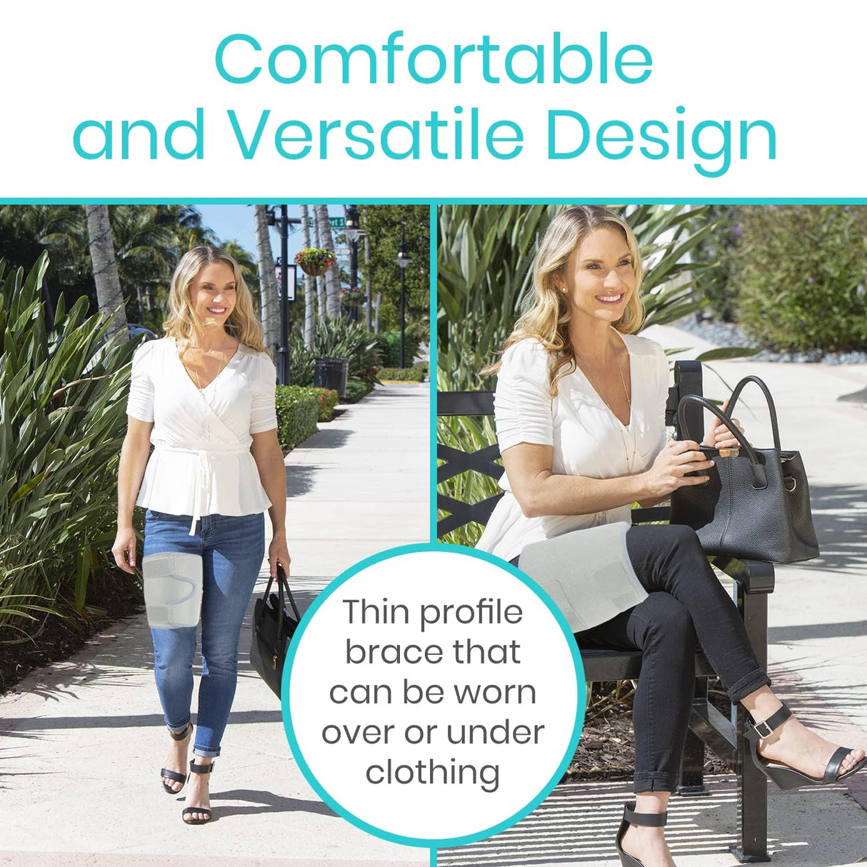 Vive Thigh Brace - Hamstring Quad Wrap - Adjustable Compression Sleeve Support for Pulled Groin Muscle, Sprains, Quadricep, Tendinitis, Workouts, Sciatica Pain and Sports Recovery - Men, Women (Grey)