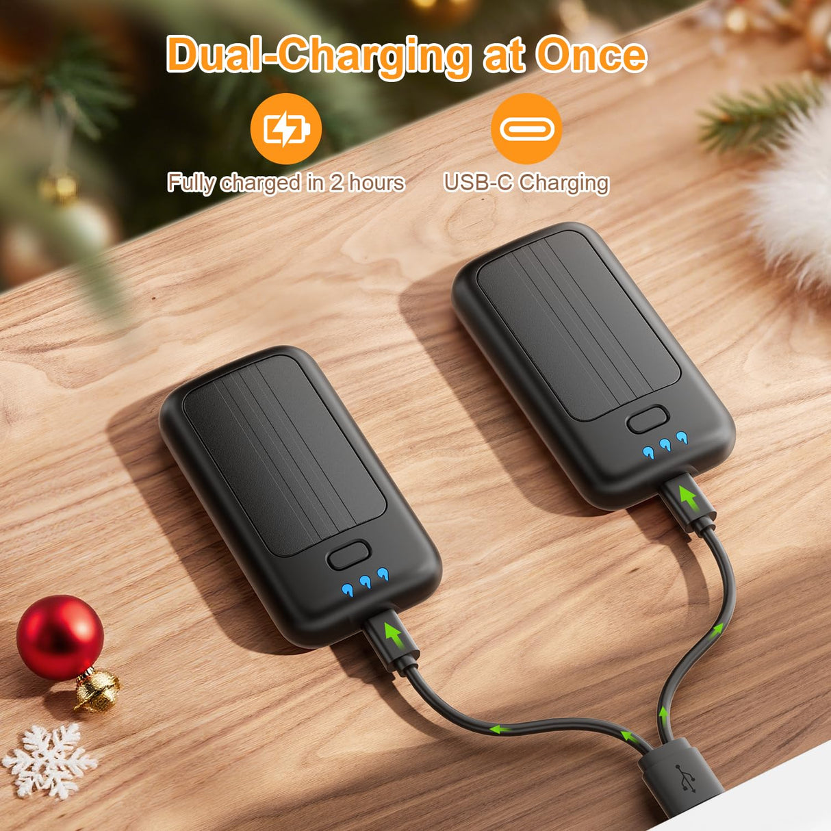 Hand Warmers, 2 Pack 6000mAh Rechargeable Hand Warmer, Pocket Heating Electric Hot Hands Handwarmers, Camping Hunting Gear, Gifts for Women, Men, Christmas, Golf, Portable Outdoor Heater (Black)