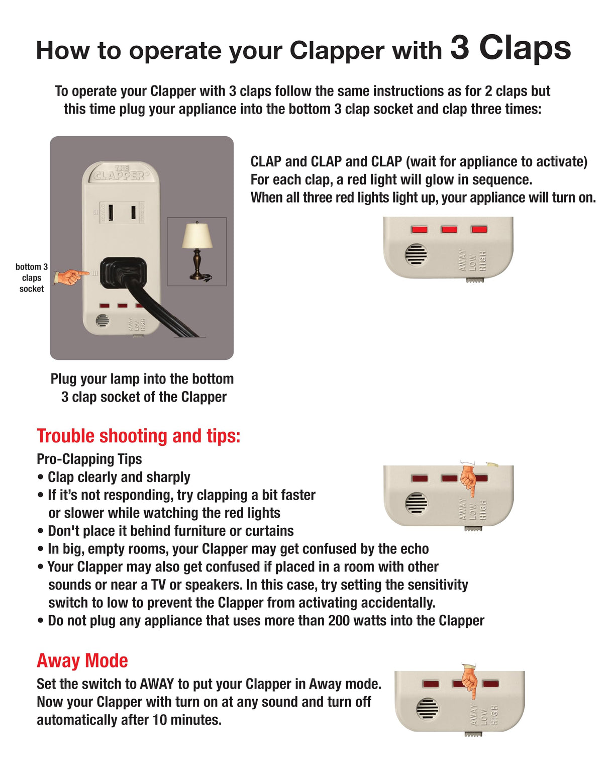 Clapper The Original Home Automation Sound Activated Device, On/Off Light Switch, Clap Detection, As Seen On TV