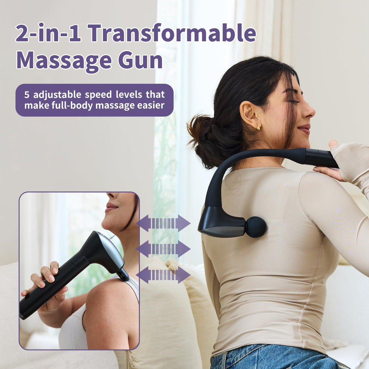 CAREKING 2-in-1 Detachable Muscle Massage Gun Deep Tissue with 20'' Extension Handle, Back and Neck Massager for Pain Relief, Handheld Massager for Shoulder Lower Back Leg Waist, FSA HSA Eligible