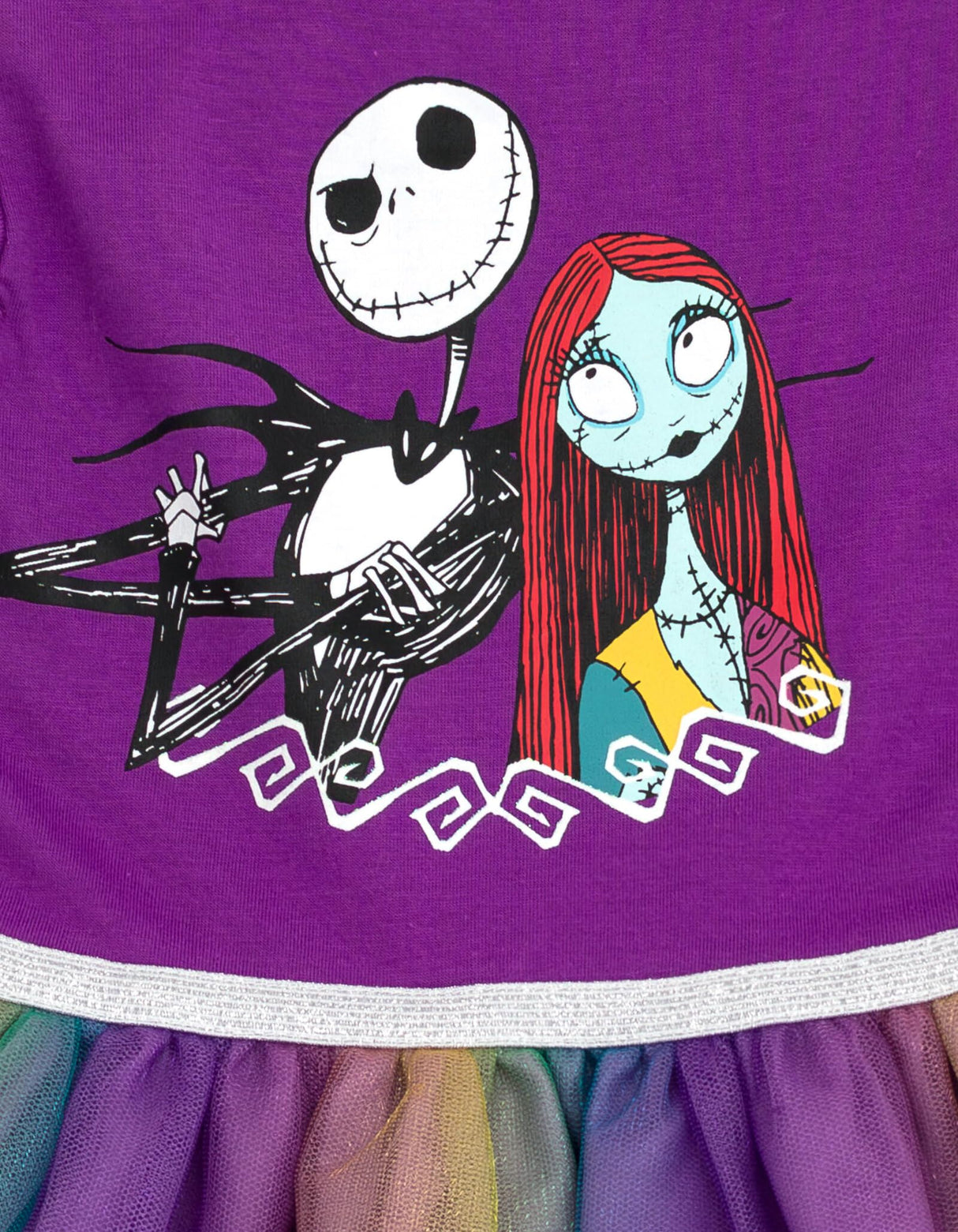 Disney Nightmare Before Christmas Jack Skellington Sally Toddler Girls Tulle Dress Purple/Teal/Gold Ombre 5T