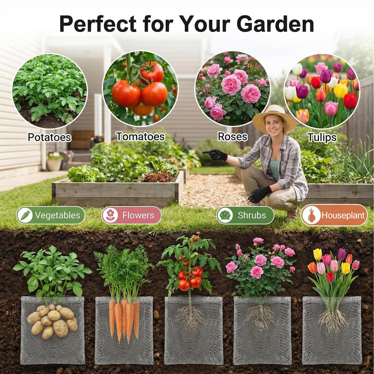 Emycool 10 Pack Gopher Baskets 5 Gallon, Gopher Cages for Planting Stainless Steel Metal Mesh to Protect Plant Root from Gophers Moles and Voles