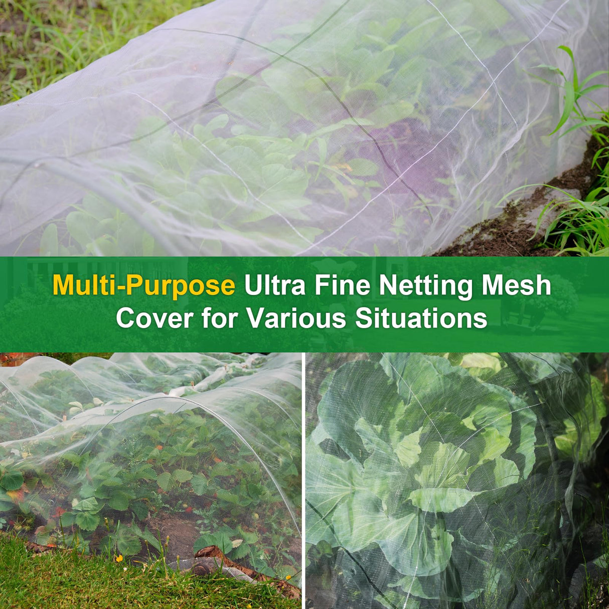 NONMON Garden Netting 10 x 50FT Ultra Fine Mesh Netting Insect Netting