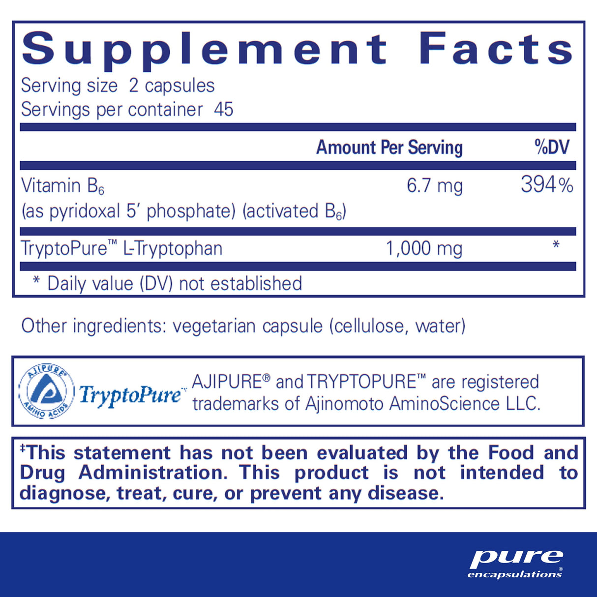 Pure Encapsulations L-Tryptophan | Amino Acid Supplement for Relaxation, Serotonin Support, PMS, and Sleep* | 90 Capsules