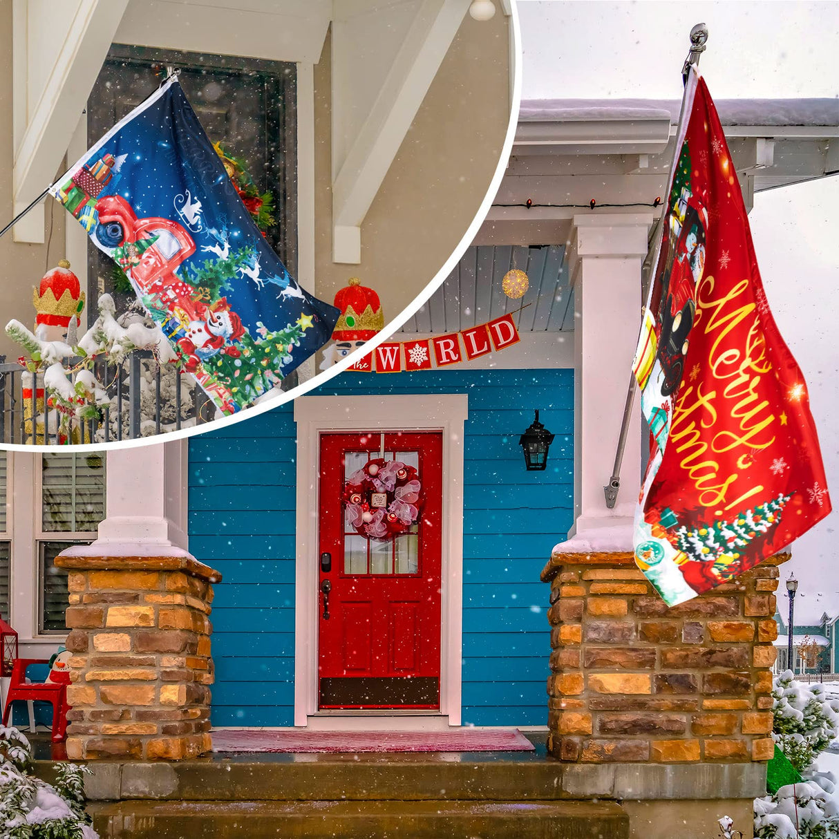 Shimeyao 4 Pcs Halloween Flags 3 x 5 Ft Outdoor Fall Holiday Large Flags Thanksgiving Turkey Pumpkin Merry Christmas Snowman Flag for Home Garden Festival Party Decoration(Bright Patterns)