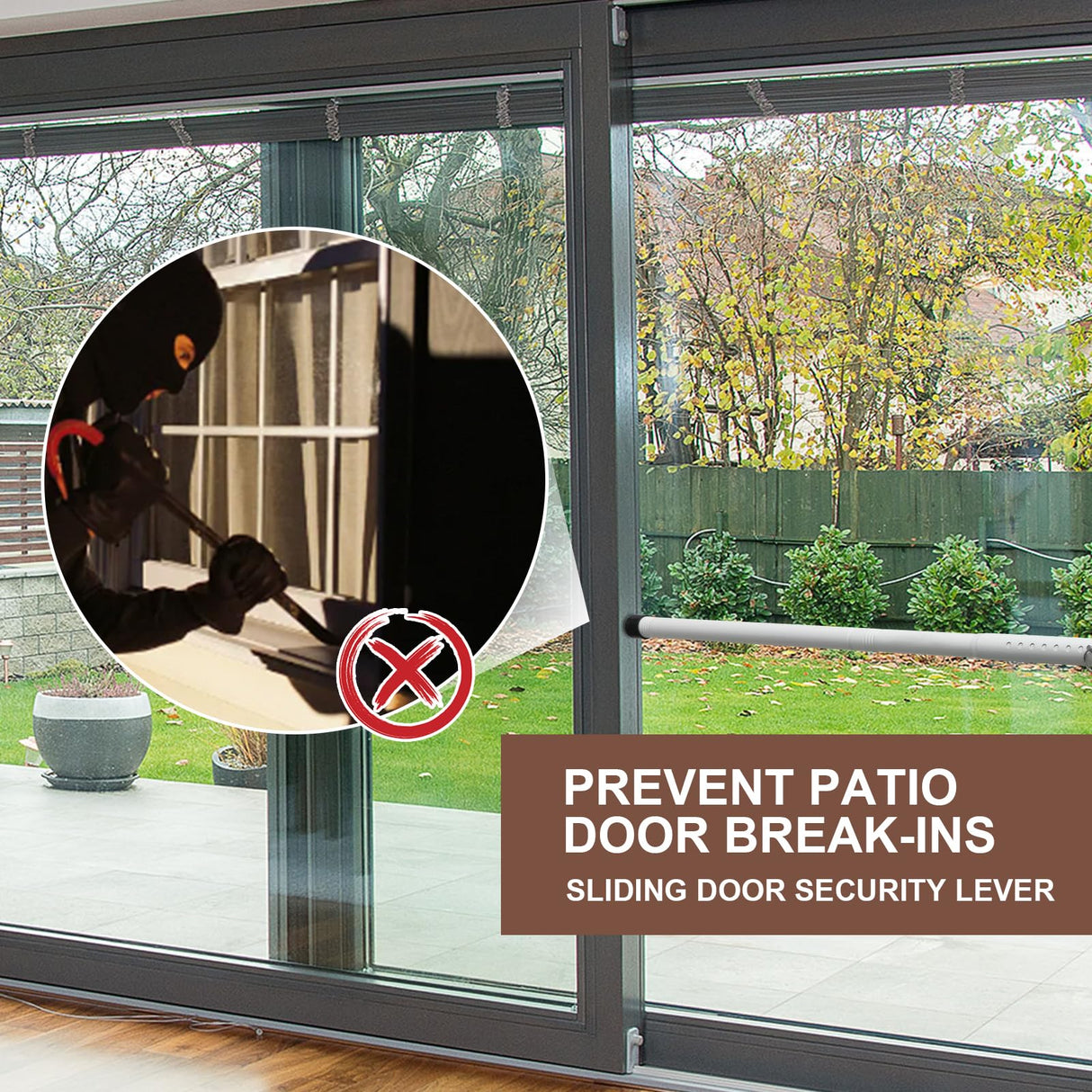 BeBecome Sliding Door Security Bar,17-50 inch Adjustable Patio Door Security bar with Rubber Tips Apartment Bedroom Bottom of Door Heavy Duty Interior White