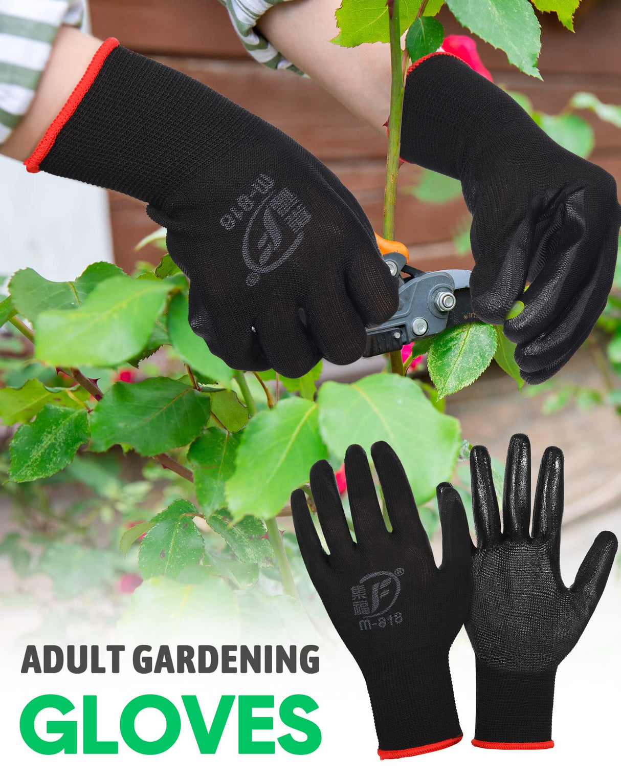 Honeydak 36 Pairs Gardening Gloves for Men Women Breathable Rubber Coated Working Gloves Bulk for Gardening Construction Work(Black, Green)