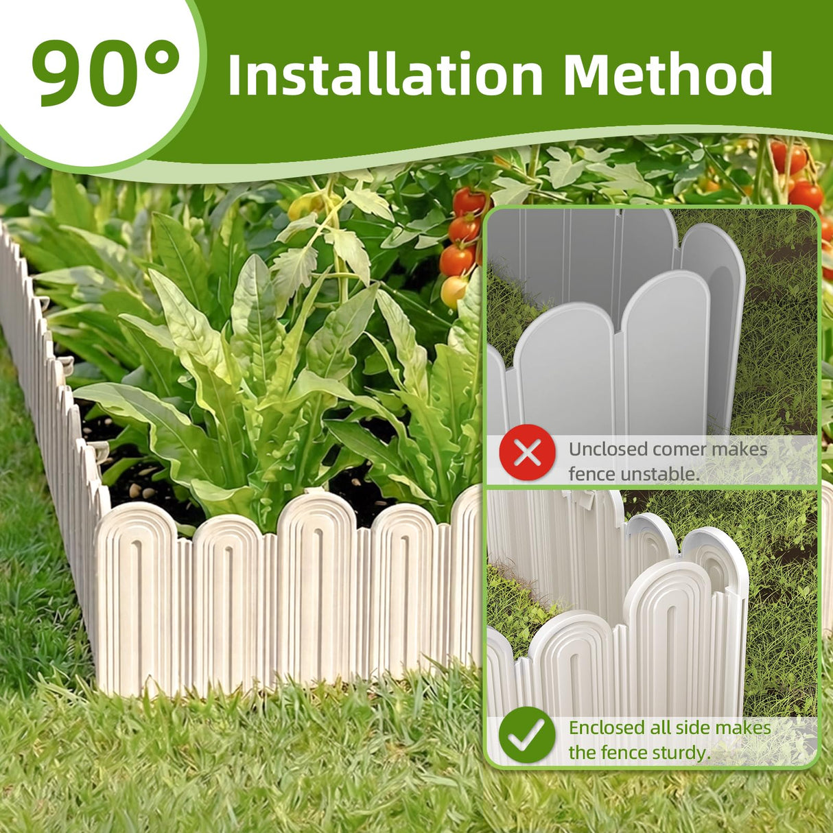 Ruppence 40Pcs 42ft White Garden Edging Border, Plastic Landscape Edging