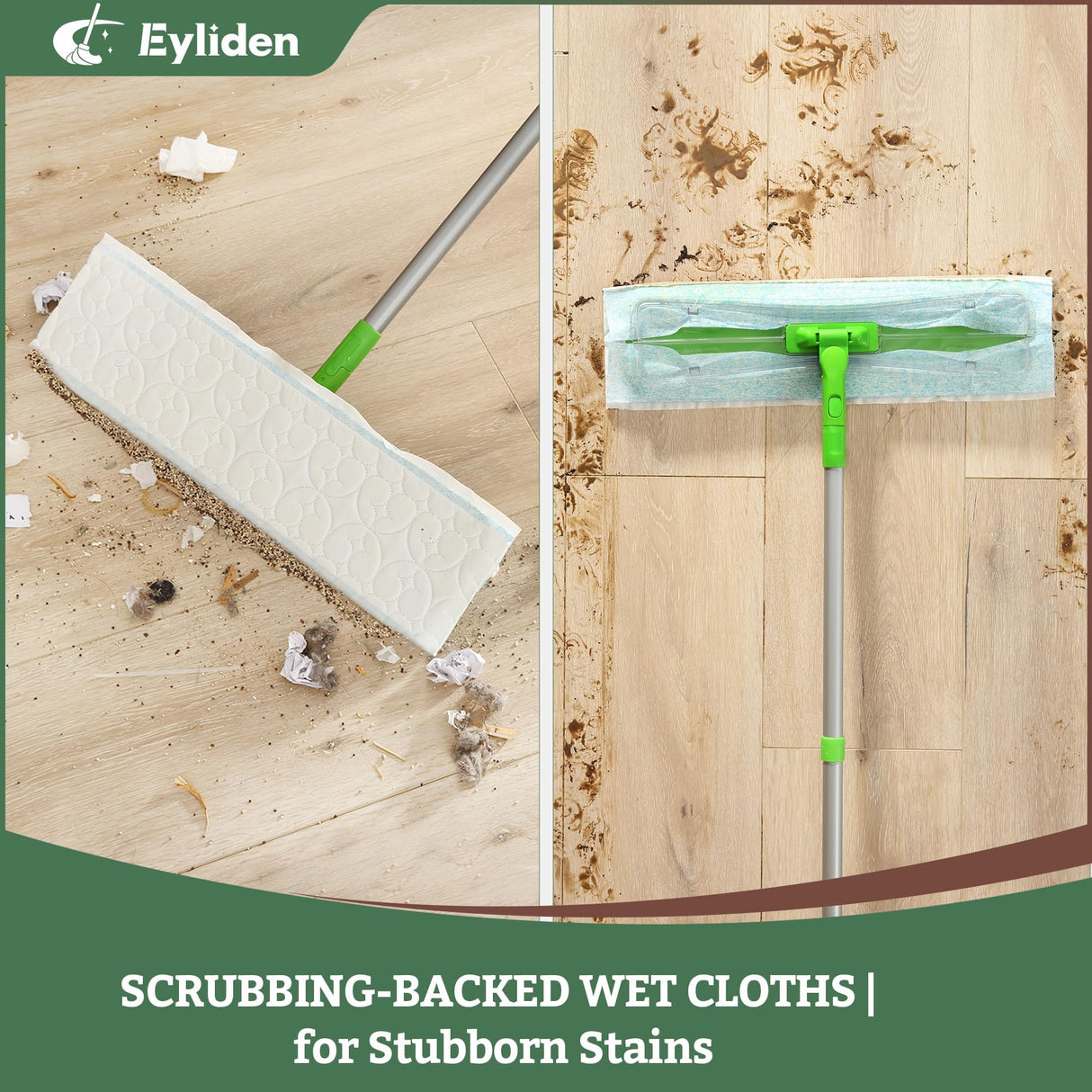 Eyliden 16.5" Large Sweeper Mop, 3 Types of 22 Disposable Dry & Wet Cloths