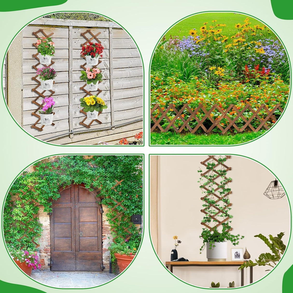 4Pcs 13x78 Expandable Wood Wall Trellis for Climbing Plants Outdoor/Indoor