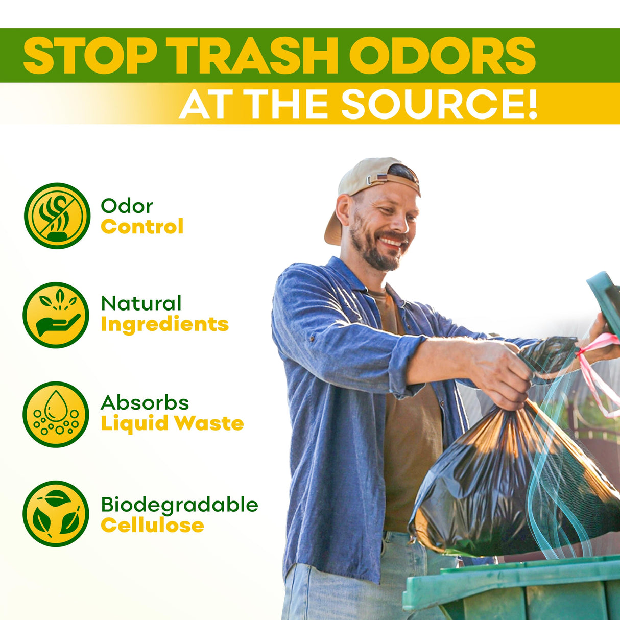 BEEST Dumpster Defender - 3lbs Outdoor Trash Can Deodorizer & Liquid Waste Absorber (Made in USA) Biodegradable Trash Can Odor Eliminator - Powerful Garbage Deodorizer for Always-Fresh Bins - 14 Cups
