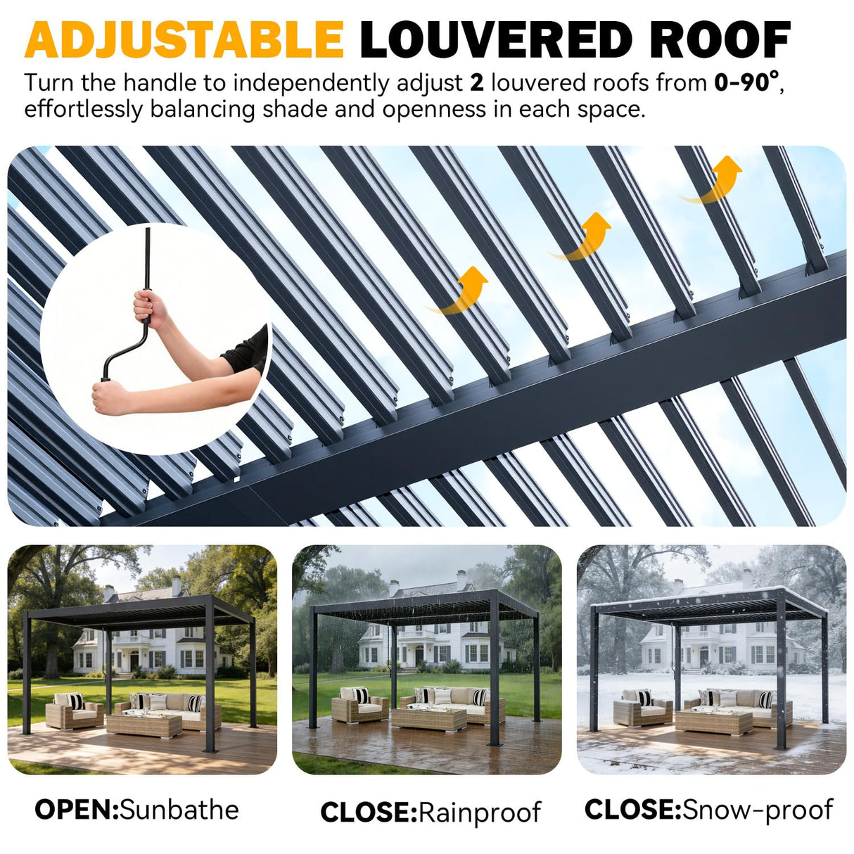 MELLCOM 10x12 Louvered Pergola Adjustable Roof Weatherproof