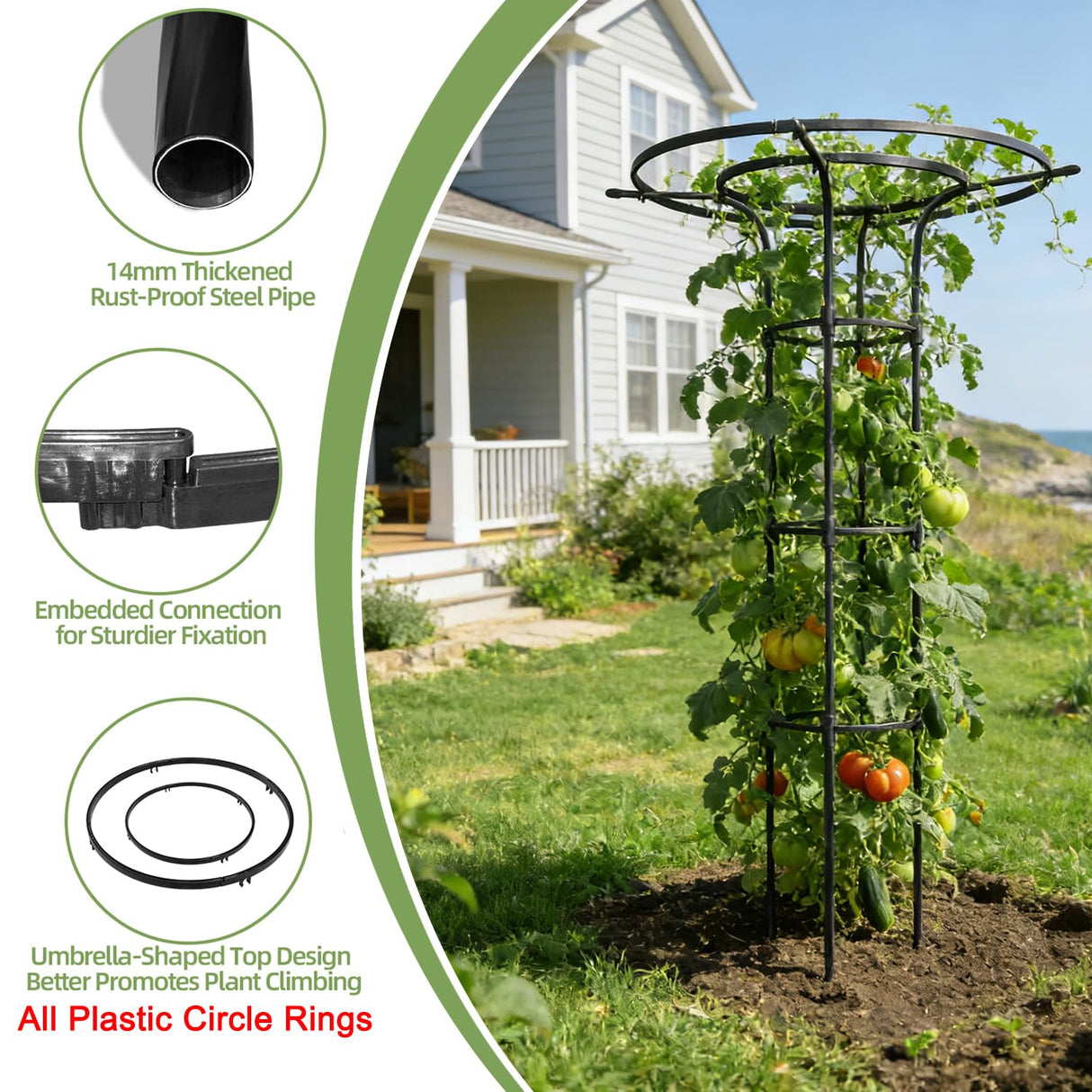 Garden Trellis for Climbing Plants Outdoor,84.6" Tall Umbrella Trellis