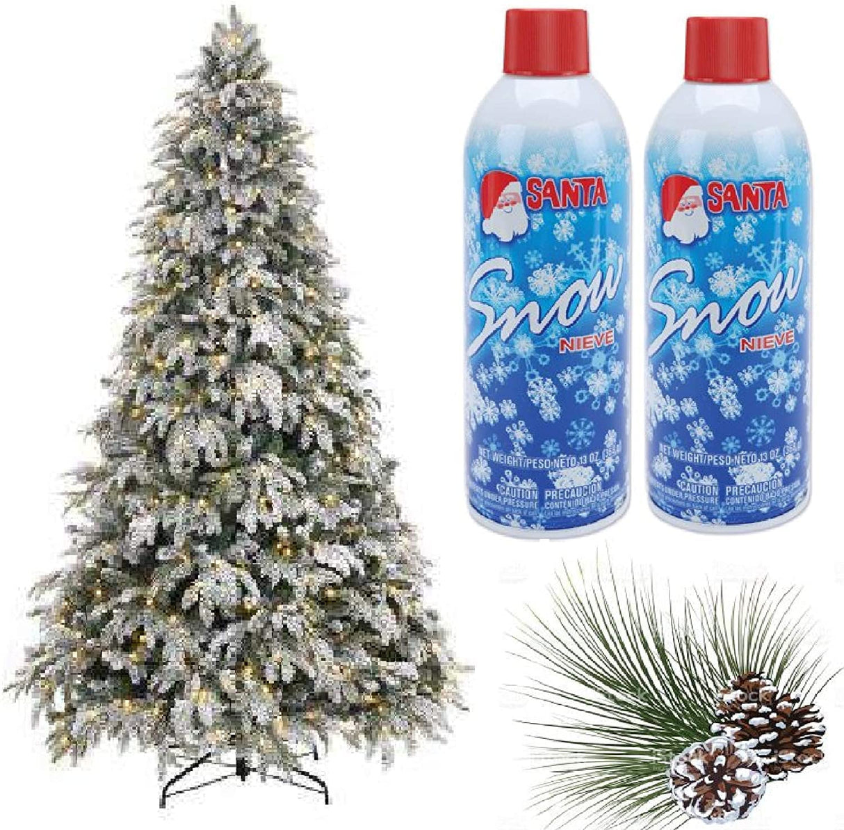 Prextex Winter Textured Snow Spray - 2 Pack 13oz Aerosol Bottles - Flocking Spray for Christmas Tree, Artificial Snows for Crafts, Fake Snows for Windows, Holiday Decorations, Snow Effect